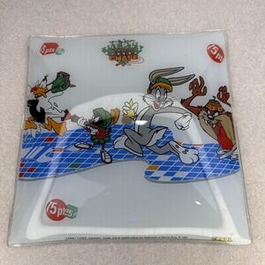 Vtg‎ Looney Tunes Glass Ceiling Light Cover 11" Bugs Bunny, Taz, Marvin, Daffy